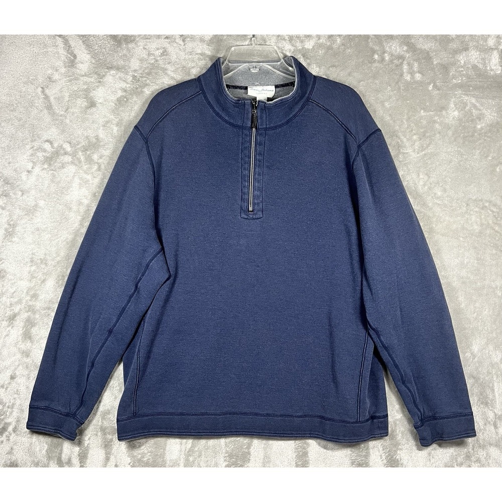Tommy Bahama Sweater Reversible Mens XL Long Sleeve 1/4 Zip Casual Solid Comfort
